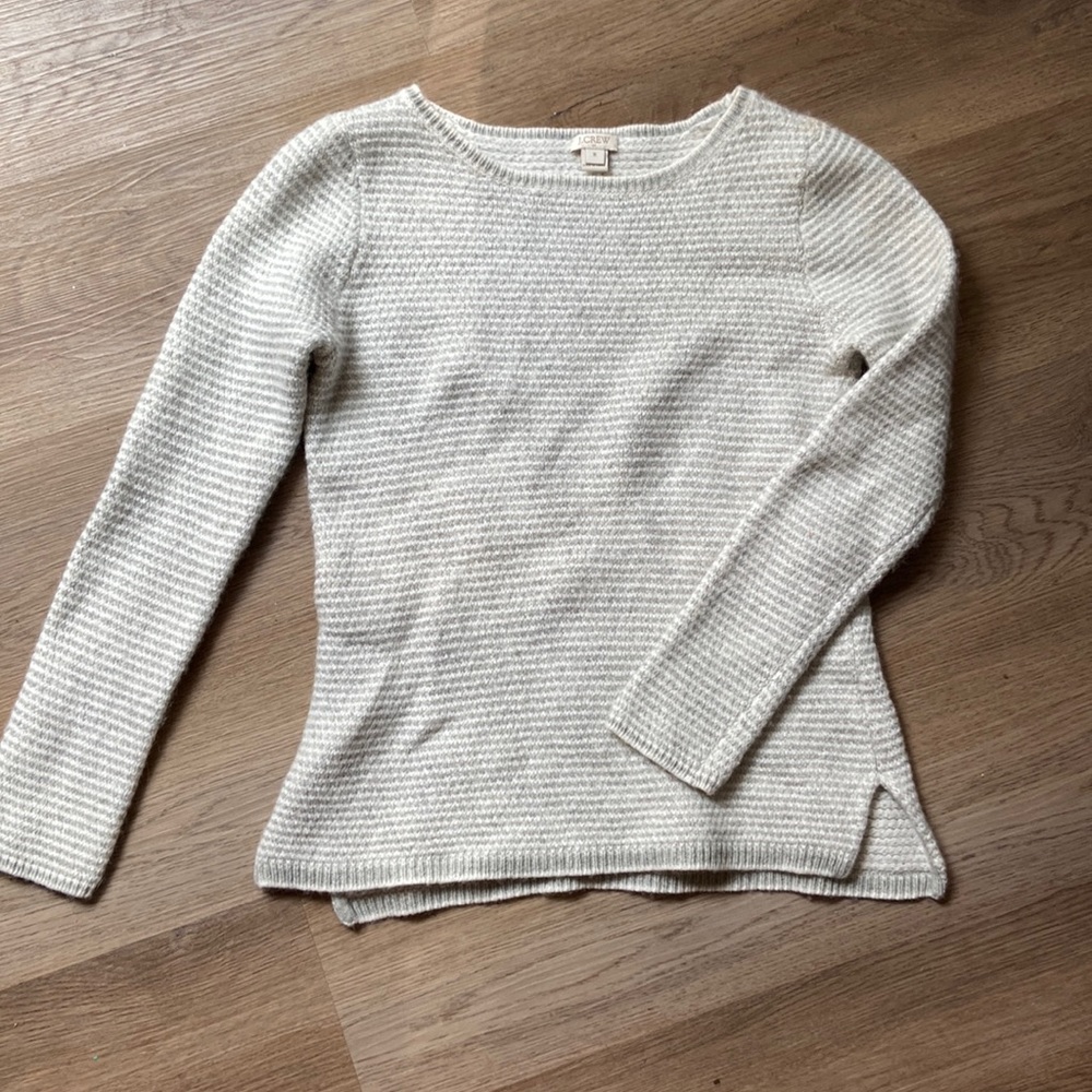 Gray and white striped J Crew Sweater